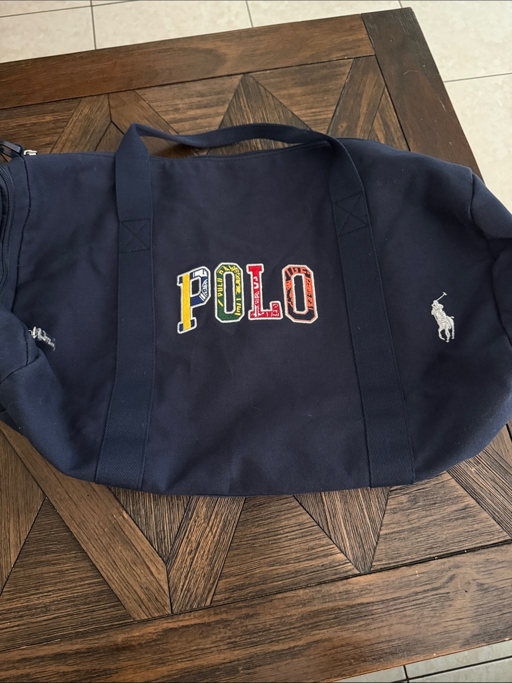 Polo Ralph Lauren Navy Blue Canvas Embroidered POLO Duffel Bag